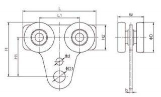 ST型板式工具滑车结构尺寸图